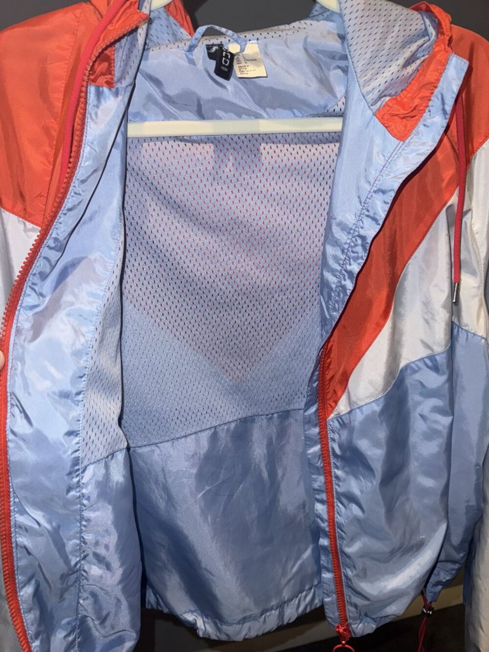 H&M Divided Colorblock Windbreaker Jacket Orange Blue White Size L - Picture 5 of 5